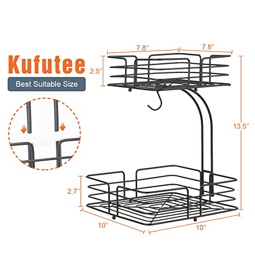 Kufutee 2 Tier Countertop Fruit Basket,Vegetables Bowl Storage With Banana Hanger,Black #TOP3