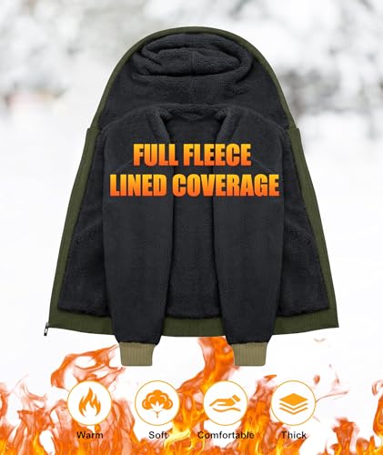 Image of SWISSWELL Men Zip Up Hoodies Sherpa Lined Jacket Heavyweight Fleece Sweatshirt Winter Warm Hooded Coat