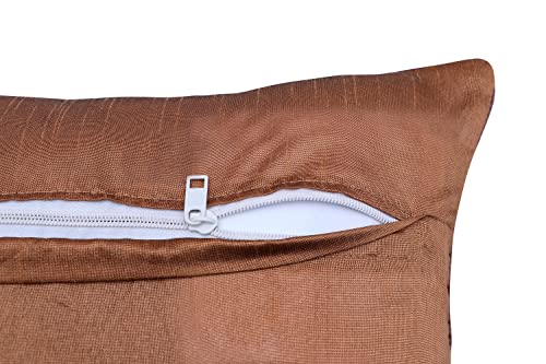 Image of Nendle Luxurious Soft Velvet Solid Color Quilted 210 TC Cushion Covers 16 Inch X 16 Inch Set Of 5 (Copper, 40 * 40 Cm)