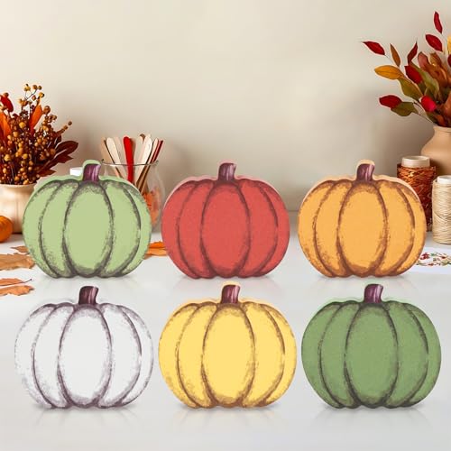 COCHIE Wooden Fall Pumpkins Decorations for Home Office Indoor, Farmhouse