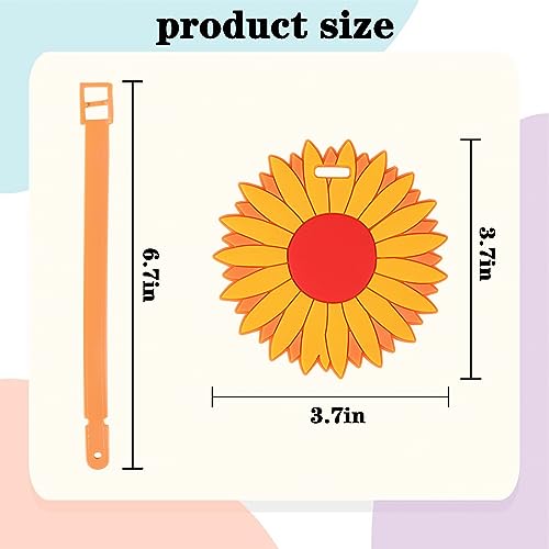 Sunflower Luggage Tags for Suitcases - 1 Pack Silicone Colorful & Funny Luggage Tag with Name ID Card Funny Suitcase Label for Women Men (Sunflower)2