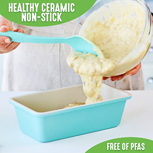 Greenlife Healthy Ceramic Nonstick, 8.5" X 4.4" Loaf Pan For Cake Bread Meatloaf And More, Pfas-Free, Turquoise #TOP3