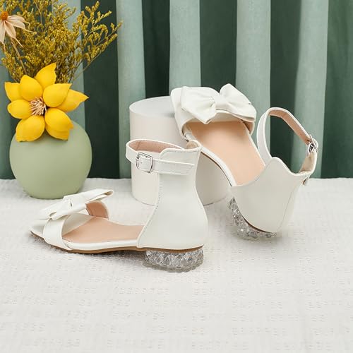 Girls Heels Dress Shoes Flower Girl Mary Jane Sandals Wedding Party Princess Bowtie Shoes for Toddler Little Kid Big Kid4