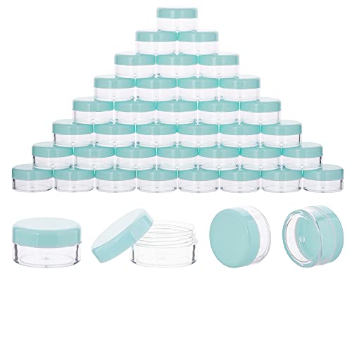 40Pcs 10 Gram Plastic Cosmetic Containers with Lids for Lotion, Creams, Toners, Lip Balms, Makeup Samples Jars BPA free (10g-40pcs, green)