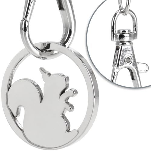 com-four® 5x Schlüsselanhänger aus Metall mit Karabinerhaken und Einkaufswagenchip, abnehmbarer Einkaufschip als Glücksbringer für den Schlüsselbund (05 Stück - Tiere)