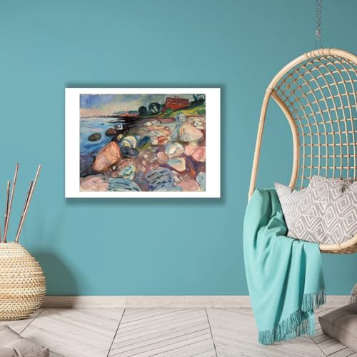 Affiche Shore with Red House Edvard Munch format medium impression mate pour salon élégant