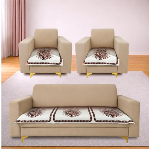 Image of Homerz Premium 'Luxe Series' Holland Velvet Sofa Cover | Smooth Finish | Anti-Skid Fleece Backing | Soft Touch Couch Protector for Living Room (Rust, 5 (3+1+1) Seater, Only Seat Cover)