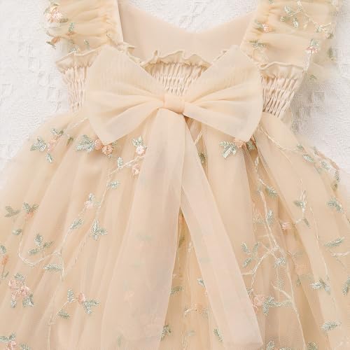 Kids Girls Birthday Party Dress Cake Crush Mesh Embroidered Floral Ruffle Tulle Tutu Romper Dress3