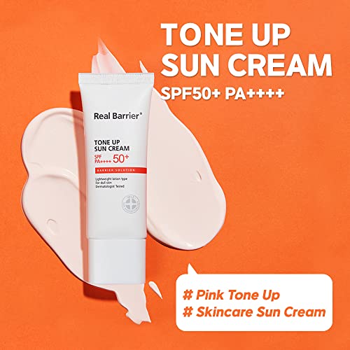 Real Barrier Tone Up Sun Cream Spf50+Pa++++,1.35 Fl Oz, 40Ml | Moisturizing Facial Lotion For Sensitive Skin | Korean Reef-Safe Sunscreen | Base Makeup | Korean Sun Skincare #TOP6