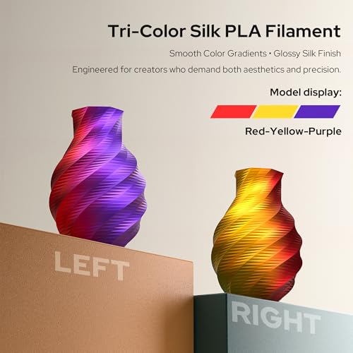 Image of Tri-Colors Silk PLA Filament 3D Printer Filament 1.75mm±0.02mm, High Speed Printing Metal Filament,1KG Spool(2.2lbs),Red /Yellow /Purple