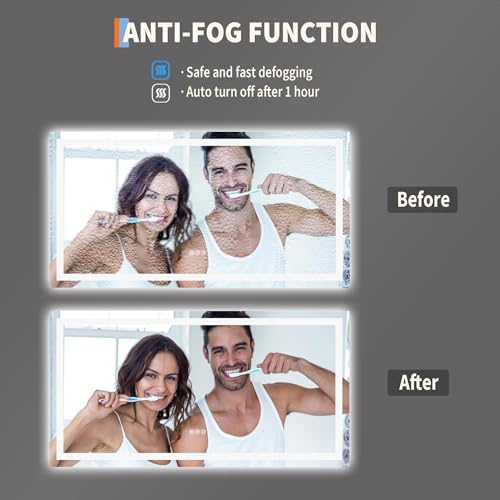 Image of GarveeHome 50x26 LED Bathroom Mirror with Lights, Dimmable, Anti-Fog, Backlit + Front Lit, Smart Bathroom Vanity Mirror for Wall, Memory Function, Shatter-Proof (Horizontal /Vertical)