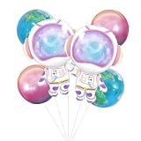 Pink Purple Astronaut Earth Foil Balloons Outer Space Planet Universe Galaxy Travel Two the Moon Themed Balloons Party Decor Baby Shower Birthday Party Decorations for Girls