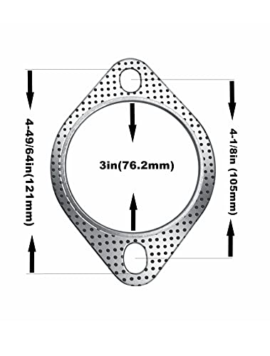 3“ Exhaust Gasket 2 Bolt For 3 Inch Muffler Flange Manifold 120-07610-0002 High Temperature 2X #TOP1