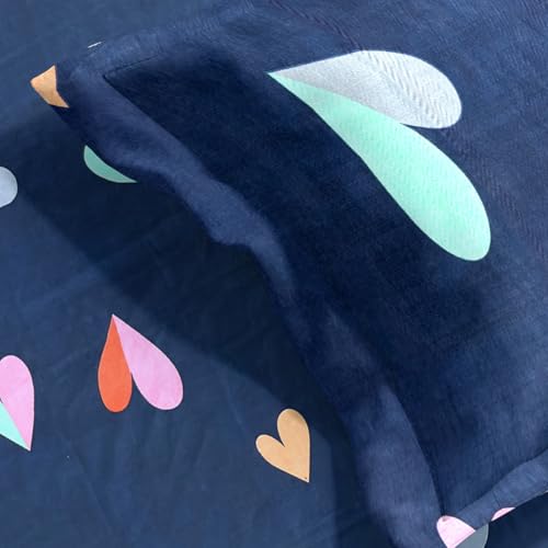 Image of ROMEE Elegant Floral Printed Glace Cotton Double Bedsheet, 144 TC Soft Feel, Flat Bedsheet Queen Size (90 x 100 Inches), with 2 Pillow Covers, Blue (BED527-A)