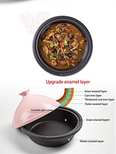 Enameled Cast Iron Tagine Moroccan With Silicone Gloves 2.7 Quart With Enamel Lid Pot Slow Cooker Tagine Pot Non-Stick Pot Without Lead Cooking Healthy Food (Green) #TOP4