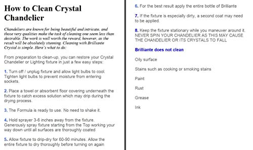 Brillianté Crystal Chandelier Cleaner Manual Sprayer 32Oz Environmentally Safe, Ammonia-Free, Drip-Dry Formula, Made In Usa (1) #TOP5