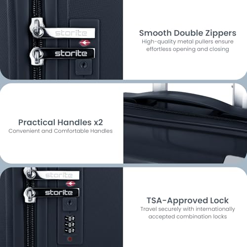 Image of Storite Luggage Trolley Bag Hard-Sided Polypropylene | 73 CM | 8 Wheels Double Spinner Small, Medium & Large Travel Suitcase Bag for Men & Women - Grey