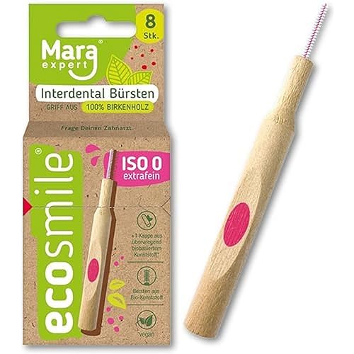 ECOSMILE INTERDENTALBÜRSTE von MARA ISO 0 - Pink – extra fein - 8 BÜRSTEN - 100% Birkenholz – FSC zertifiziert - nachhaltige Forstwirtschaft – Borsten aus nachwachsenden Rohstoffen