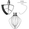 Replacement Glass Mixer Bowl with Lid and Attachments Set, 4.5-5 Qt,Compatible with Kitchenaid Tilt-Head Stand Mixers, Includes Beaters, Dough Hook, Wire Whip (Frosted color)
