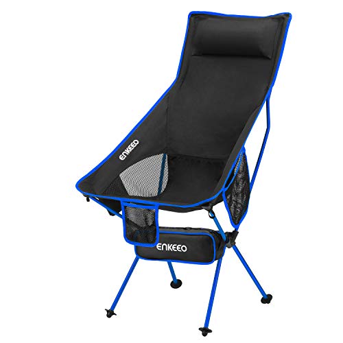 ENKEEO Camping Folding Chair Portable Lightweight Mesh Seat with 330 lbs Capacity, Built-in