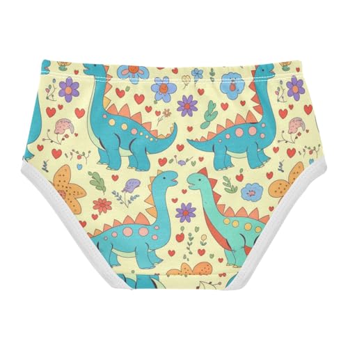 Wusikd Cute Dinosaurs Girls' Underwear Cotton Hearts Flowers Girls Briefs Soft Toddler Underwear 2T2