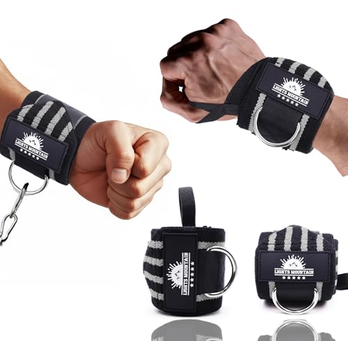Wrist Wraps for Weightlifting with D-Ring – Heavy Duty Wrist Support for Bench Press, Deadlifts, Overhead Press – Gym Wraps for Men & Women, Max 40lb Cable Use (grey)