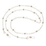 PATIKIL Eye Glasses Holders Around Neck, Rose Gold Metal Bead Eyeglasses Strap Fashion Stylish Beaded Lanyard Glasses Chain for Women Sunglasses Old Lady Glass, 1 Pcs