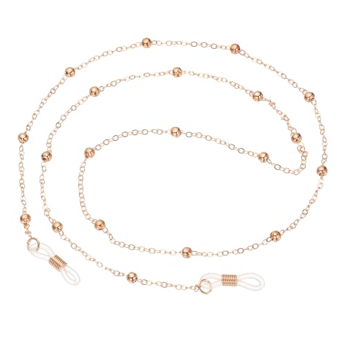 PATIKIL Eye Glasses Holders Around Neck, Rose Gold Metal Bead Eyeglasses Strap Fashion Stylish Beaded Lanyard Glasses Chain for Women Sunglasses Old Lady Glass, 1 Pcs