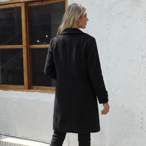 Womens Long Wool Coat Winter Casual Single Breasted Pea Coats - image 7