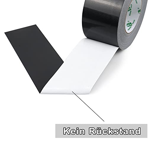 Foto von BOMEI PACK 50m x 75mm Panzertape Schwarz wasserfest, extreme Panzerband handreißbar Gaffa Tape, Duct Tape