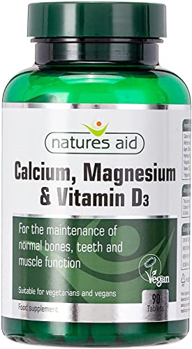 Natures Aid Calcium Magnésium et D3, aide à maintenir des os normaux, des dents et une fonction musculaire, végétalien, 90 comprimés Comprimés Cover