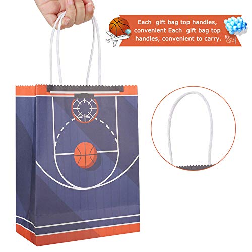 Sumapner Basketball Kraft Paper Bags Candy Bags Party Favor Bags with Handle for Birthday,Basketball Goodie Bags,Basketball Theme Party Favor Bags and Basketball Party Celebrations(24Pcak)