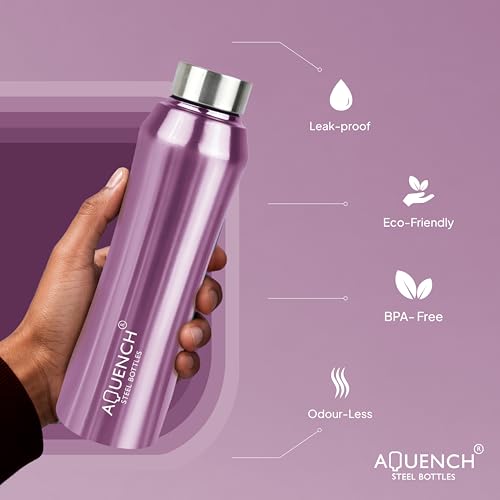 Image of Stainless Steel Water Bottle 1 Litre Bottles for Kids Girls Boys School Adults Office Gym(Purple Colour, Steel Cap, Set of 1, 1000 Ml)