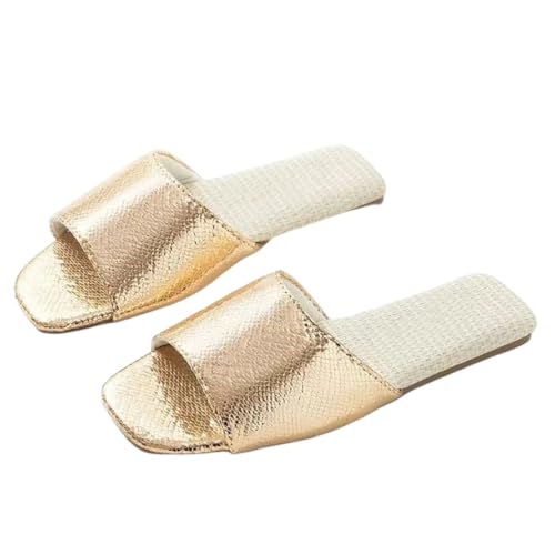 Women's Glossy Pu Leather One Word Spring Summer Soft Sole
