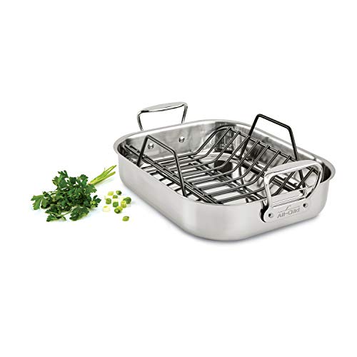 All-Clad E752S264 Stainless Steel 11-Inch X 14-Inch Roaster With Nonstick Rack Cookware, 14-Inch, Silver #TOP3