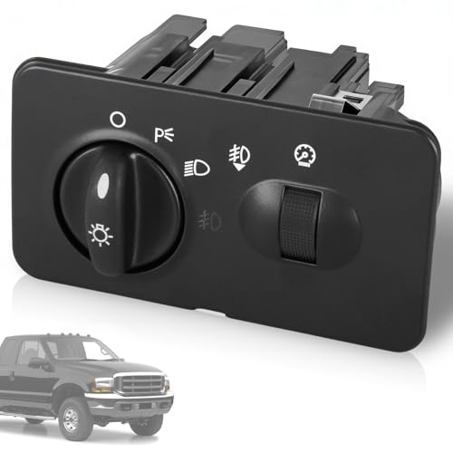 Headlight Switch Replacement for Ford 2001-2004 F-250 F-350 F-450 F-550 Super Duty Replaces 1C3Z-11654-BAA 1C3Z11654BAA w/Fog Lights Without Automatic Headlights Headlamp Switch Black