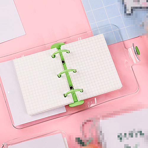 1 Pack Mini Transparent 3-Ring Binder Covers Clear Pvc Notebook Loose Leaf Binder Round Ring Protector Mini Binder Pockets (Green) #TOP3