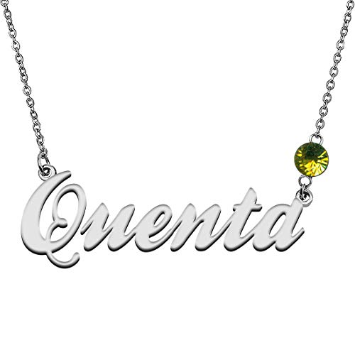 GR859C Personalized Charm Name Necklace with Birthstone for Best Friends Quenta