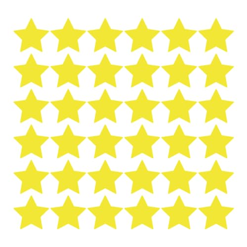 Durable Vinyl Star – Decals for Classroom Sensory Pathways, Isle Markers, and Line-up designations - Perfect for Floors Walls and Automobiles. - Yellow 4" x 4" (Pack of 36)