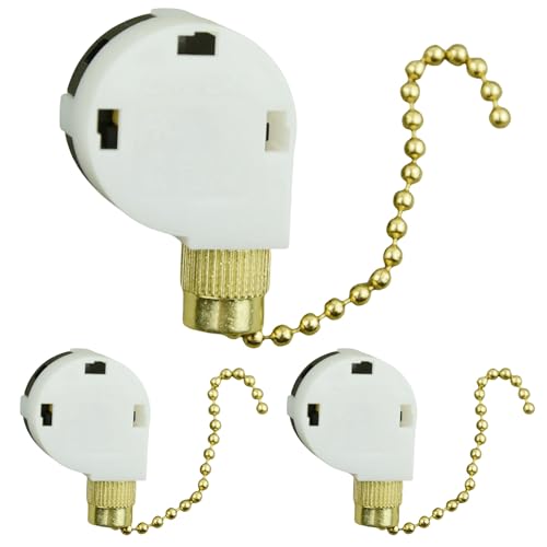 Image of Zing Ear ZE-268S2 Pull Chain Switch 3 Speed 4 Wire 3A 250VAC 6A 125VAC Replacement Rotary Control Fit for Ceiling Fans Antique Wall Lights Cabinet Lamps Repair Kit 3PCS