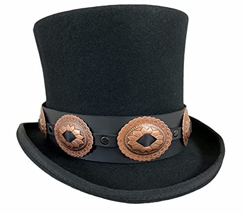 Funk Plus Copper Concho Hat Band for Cowboy Hats, Steampunk Tophats, Costume Rock Hat Slash Hat,Black,3