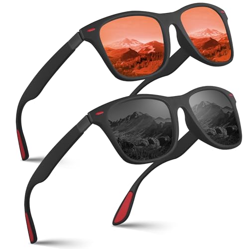 Image of Polarized Sunglasses for Men Women Classic Fashion Sunglasses 2 Pack Sunglasses for Men Driving Outdoors