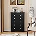 YESHOMY Tall Dresser for Bedroom with 5 Drawers, Modern Chest of Drawers, Wooden Dressers, TV Stand for Living Room,Closet, Hallway (Black)