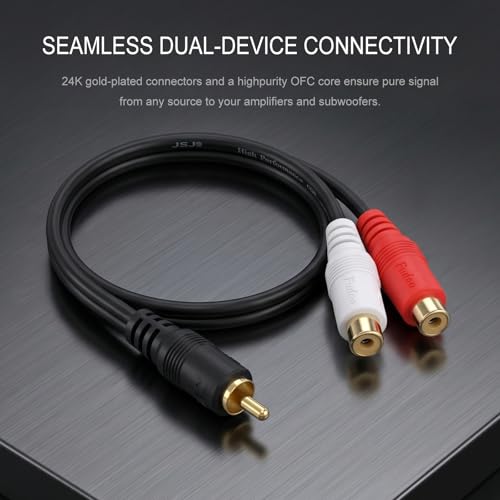 Cable RCA de un macho a dos hembra divisor de audio estéreo de 20 cm 4