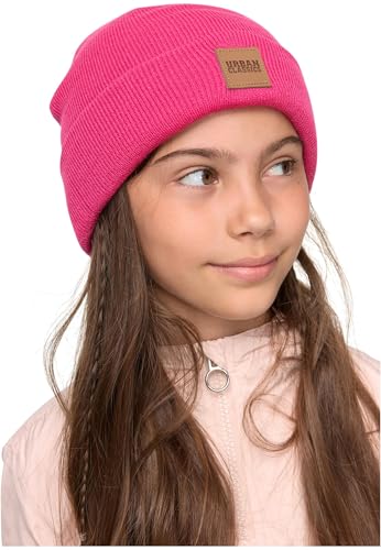 Urban Classics Kinder Mütze Logopatch Beanie Kids 2-Pack pink/Heatherwhite 158/164