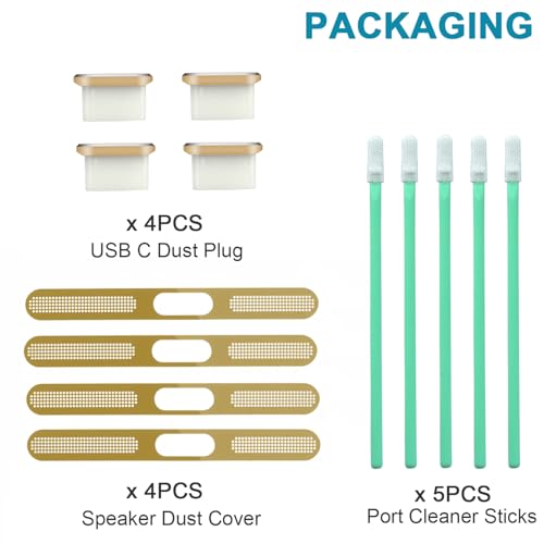 Image of USB C Dust Plug, 4 Pack USB C Port Cover Type C Plug Cover with Speaker Dust Cover, Phone Accessories Compatible with iPhone 17 and iPhone 15-16 (Pro, Plus, Pro Max), USB C Charging Port Plug Cap