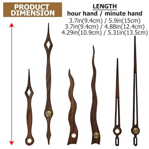 3 Sätze Uhrzeiger und Ziffern, CNYMANY Walnussholz DIY-Digitaluhr Ziffern-Wanduhr Zeiger-Ersatzteile, Uhrwerk-Mechanismus-Bausatz Uhr Zubehör Uhrreparatur