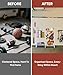 Fiwithy 3 Tiers Dumbbells Yoga Mat Storage Rack with Elastic Straps for Kettlebells Foam Roller Resistance Bands Balls, Workout Equipment Organizer Weight Storage Holder with Hooks for Home Gym, White