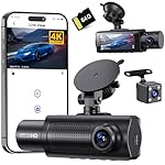 Miden X5 4K WiFi Dash Cam Front and Rear Inside, 2160P+1080P+1080P FHD 3 Channel Dash Camera for Cars, 360° All Sides Dashcam, Free 64G SD Card, G-Sensor, WDR, Night Vision, 24H Parking Monitor