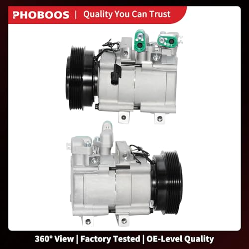 Image of PHOBOOS A /C compressor with Clutch Compatible with Hyundai Santa Fe 2001-2006 V6 2.7L, Sport Utility, Fast Cooling, Low Noise, Easy Installation, Ref.CO-10957C